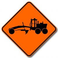 Signaux avancés de travaux, niveleuse